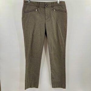 Lauren Ralph Lauren Herringbone Cotton Straight Leg Stretch Zipper Pockets Pant